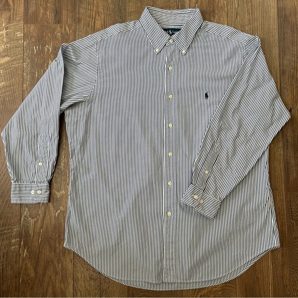Ralph Lauren Classic Fit Dress Shirt Blue White Stripes size 16.5 32/33